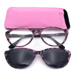 Cateye Magnetic Clip On Polarized Sunglasses On Bifocal Reading Glasses