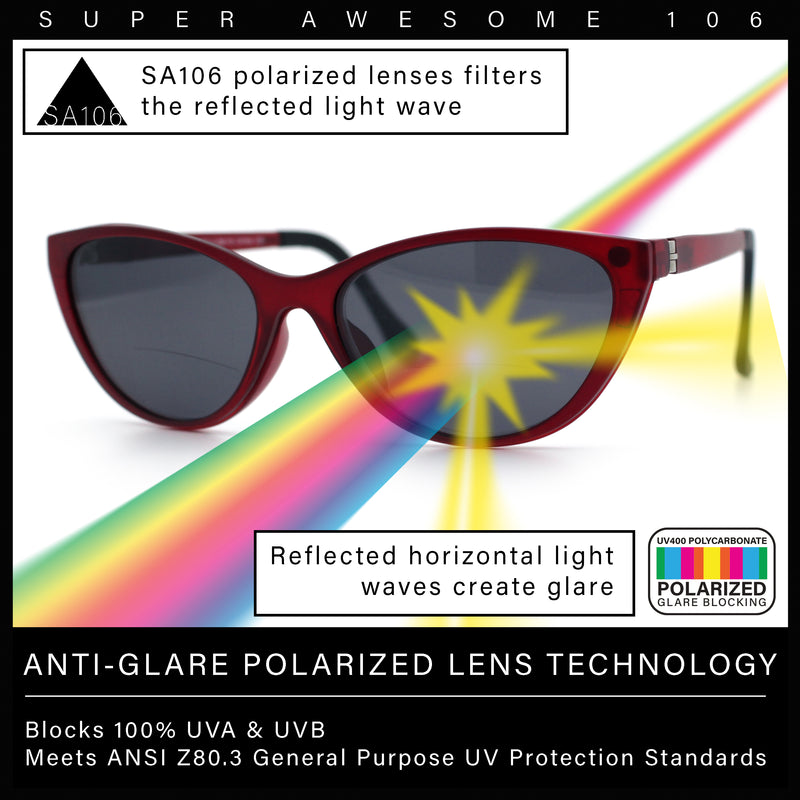 Cateye Magnetic Clip On Polarized Sunglasses On Bifocal Reading Glasses