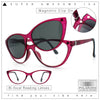 Cateye Magnetic Clip On Polarized Sunglasses On Bifocal Reading Glasses