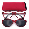 Cateye Magnetic Clip On Polarized Sunglasses On Bifocal Reading Glasses