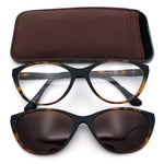 Cateye Magnetic Clip On Polarized Sunglasses On Bifocal Reading Glasses