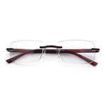Luxury Light Weight Rimless Spring Hinge Narrow Rectangle Reading Glasses