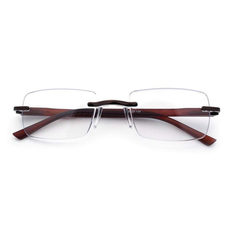 Luxury Light Weight Rimless Spring Hinge Narrow Rectangle Reading Glasses