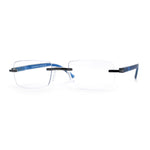 Luxury Light Weight Rimless Spring Hinge Narrow Rectangle Reading Glasses