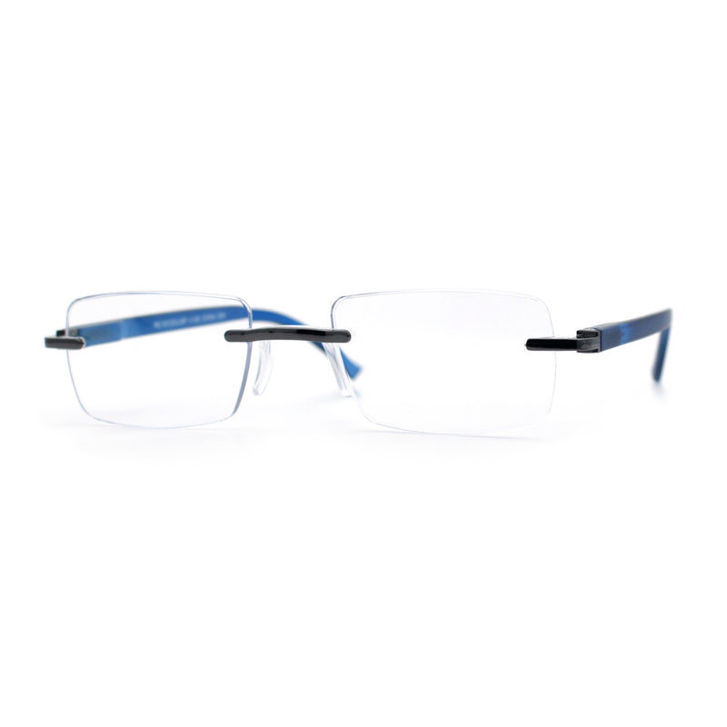 Luxury Light Weight Rimless Spring Hinge Narrow Rectangle Reading Glasses