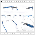 Luxury Light Weight Rimless Spring Hinge Narrow Rectangle Reading Glasses
