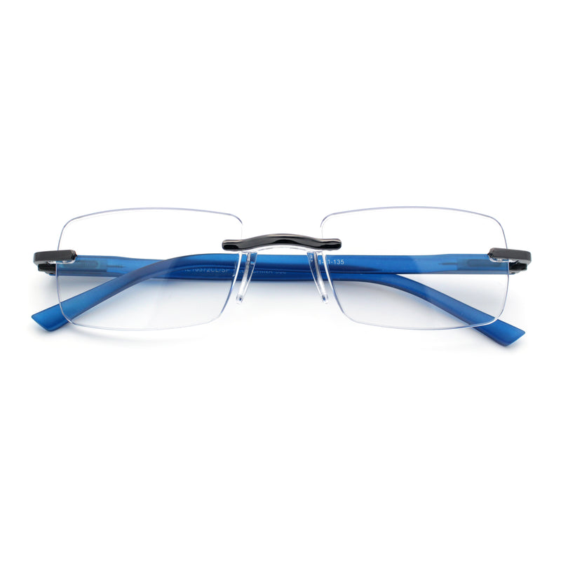Luxury Light Weight Rimless Spring Hinge Narrow Rectangle Reading Glasses