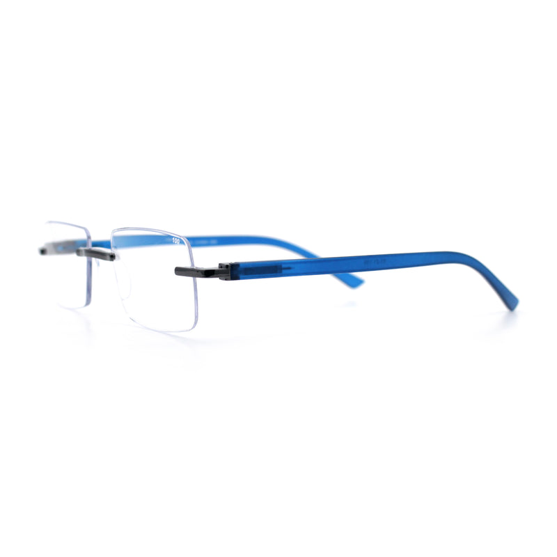 Luxury Light Weight Rimless Spring Hinge Narrow Rectangle Reading Glasses