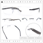 Luxury Light Weight Rimless Spring Hinge Narrow Rectangle Reading Glasses