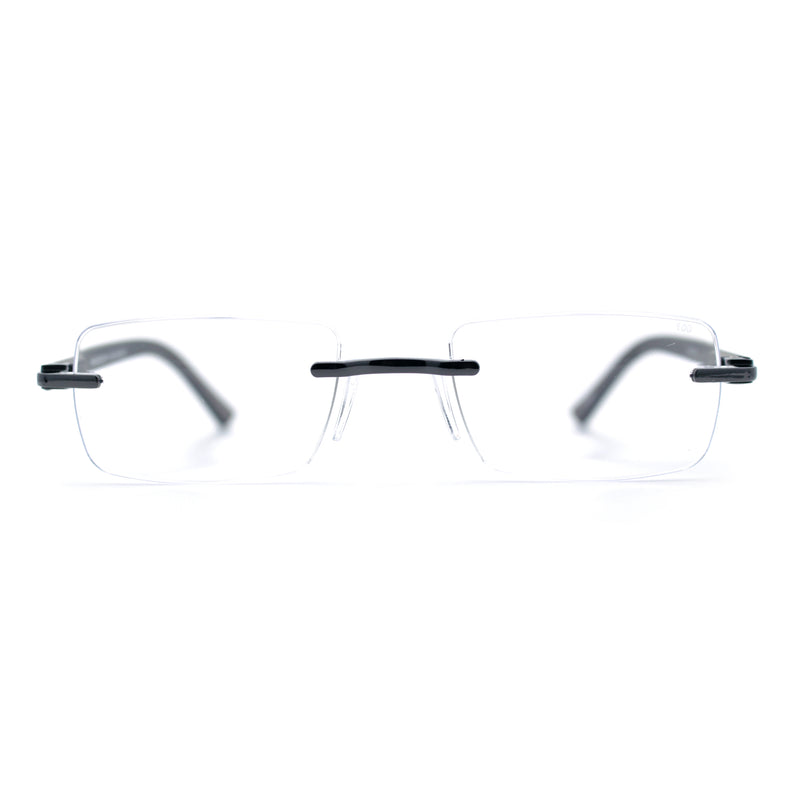 Luxury Light Weight Rimless Spring Hinge Narrow Rectangle Reading Glasses