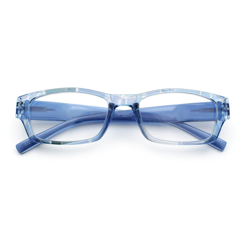 Fancy Narrow Rectangle Spring Hinge Light Weight Plastic Reading Glasses