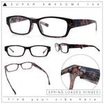 Fancy Narrow Rectangle Spring Hinge Light Weight Plastic Reading Glasses