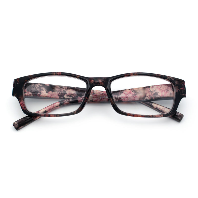 Fancy Narrow Rectangle Spring Hinge Light Weight Plastic Reading Glasses