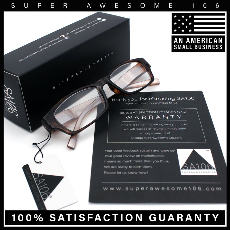 Fancy Narrow Rectangle Spring Hinge Light Weight Plastic Reading Glasses