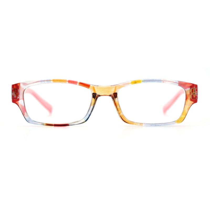 Fancy Narrow Rectangle Spring Hinge Light Weight Plastic Reading Glasses