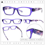Fancy Narrow Rectangle Spring Hinge Light Weight Plastic Reading Glasses