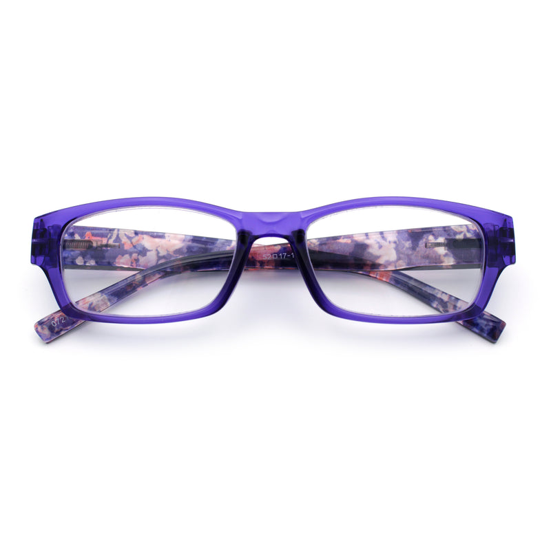 Fancy Narrow Rectangle Spring Hinge Light Weight Plastic Reading Glasses