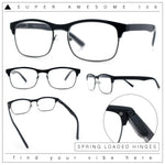 Classic Half Rim Contemporary Fashion Rectangle Powered Reading Glasses