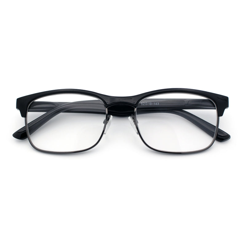 Classic Half Rim Contemporary Fashion Rectangle Powered Reading Glasses