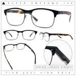 Classic Half Rim Contemporary Fashion Rectangle Powered Reading Glasses