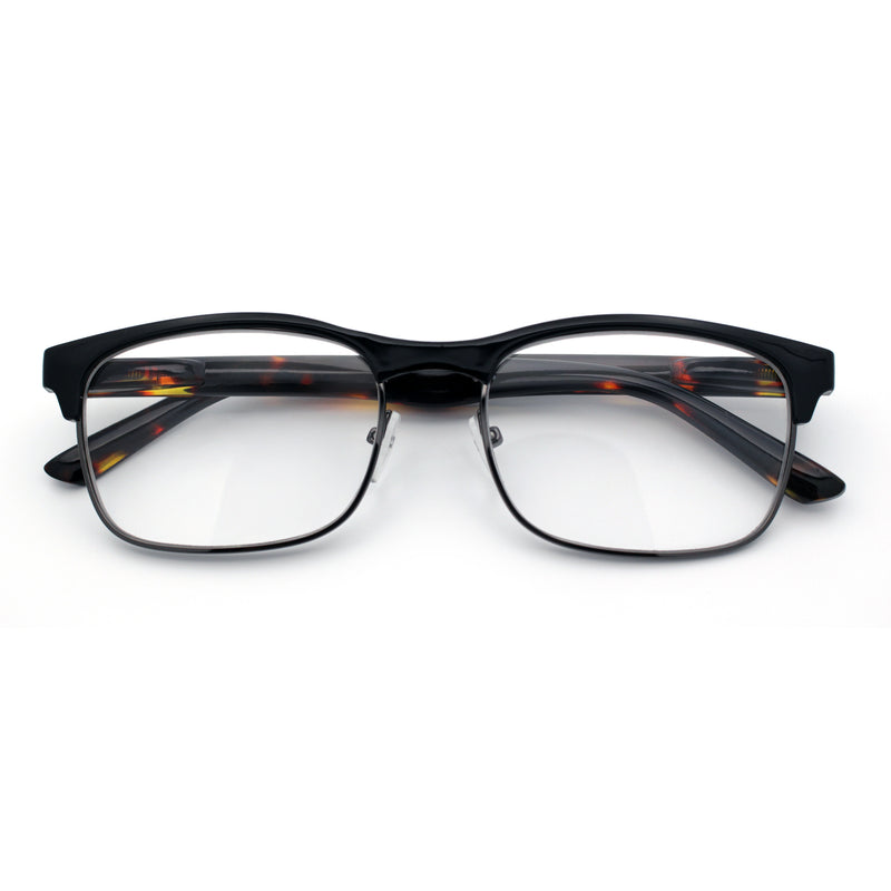Classic Half Rim Contemporary Fashion Rectangle Powered Reading Glasses