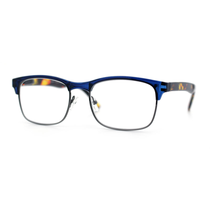 Classic Half Rim Contemporary Fashion Rectangle Powered Reading Glasses