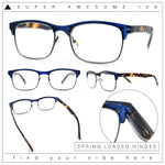 Classic Half Rim Contemporary Fashion Rectangle Powered Reading Glasses