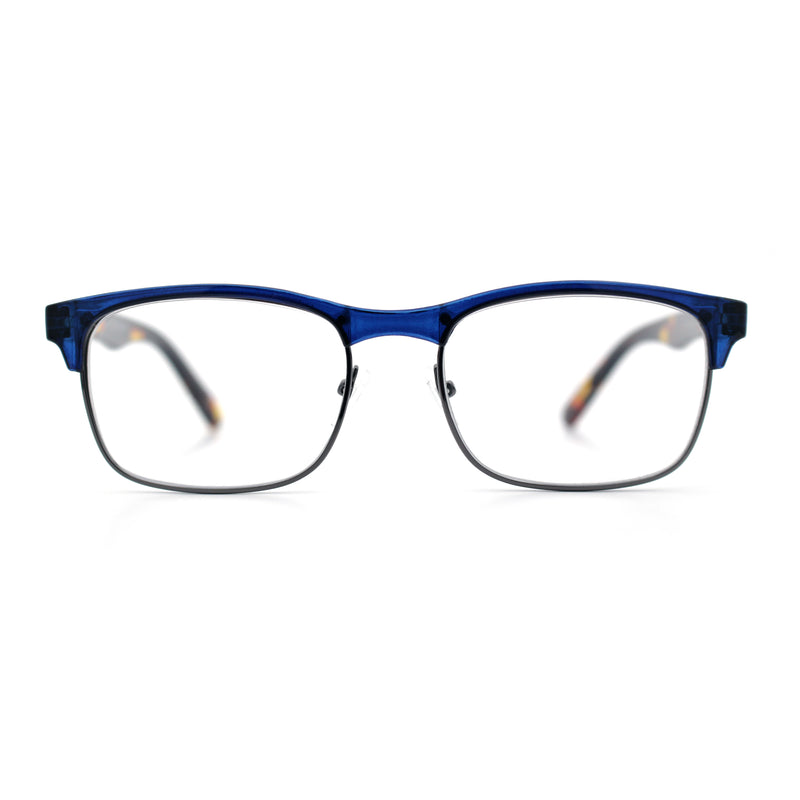 Classic Half Rim Contemporary Fashion Rectangle Powered Reading Glasses