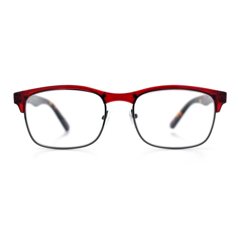 Classic Half Rim Contemporary Fashion Rectangle Powered Reading Glasses