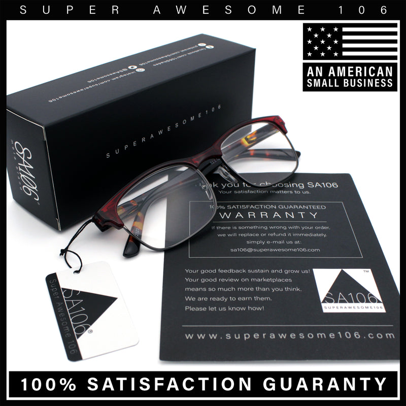 Classic Half Rim Contemporary Fashion Rectangle Powered Reading Glasses