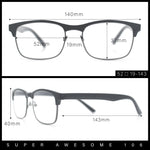 Classic Half Rim Contemporary Fashion Rectangle Powered Reading Glasses