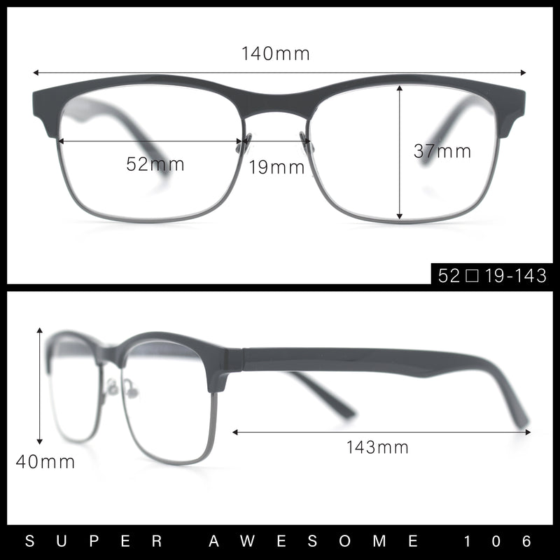 Classic Half Rim Contemporary Fashion Rectangle Powered Reading Glasses