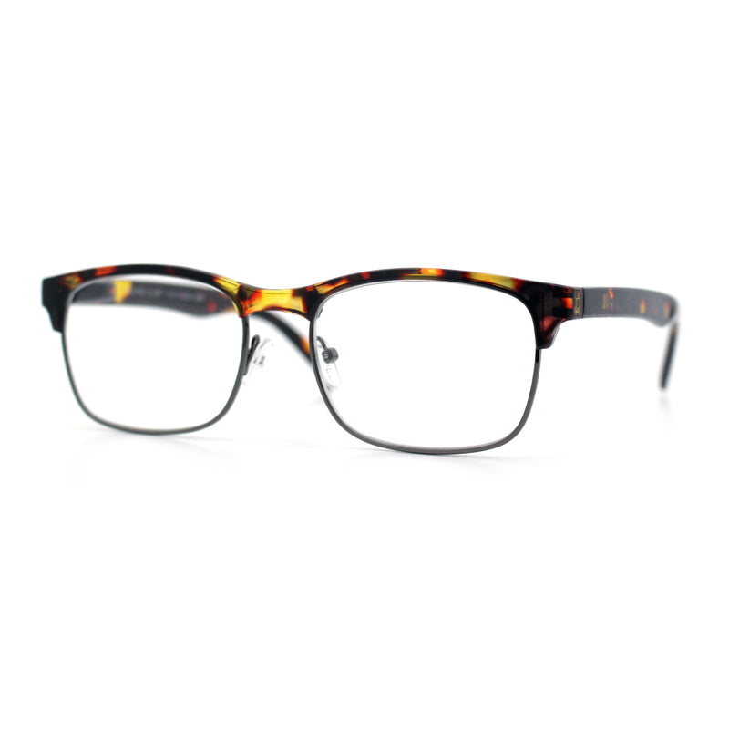 Classic Half Rim Contemporary Fashion Rectangle Powered Reading Glasses