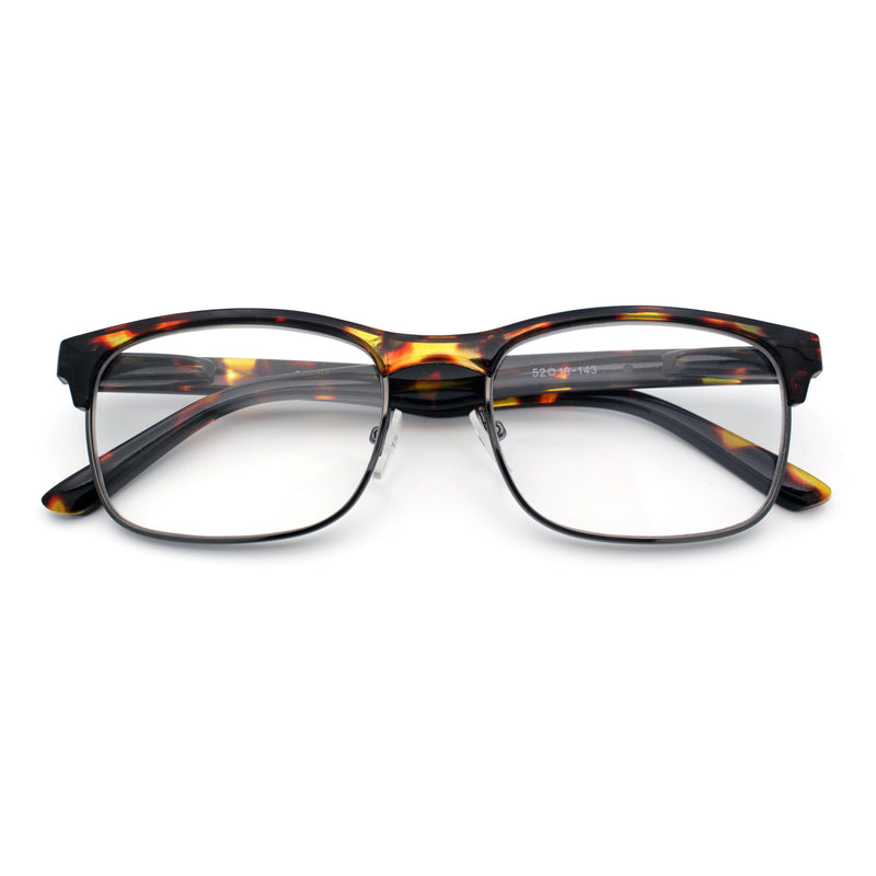 Classic Half Rim Contemporary Fashion Rectangle Powered Reading Glasses