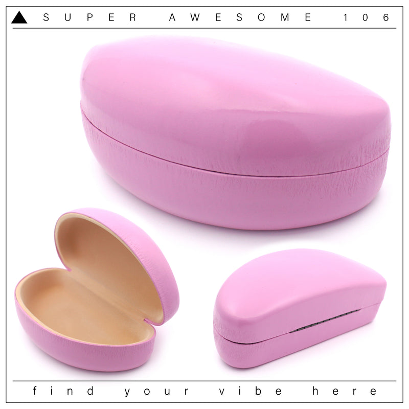 Spring Closure Oversized Pop Color Oval Eyewear Carrying Hard Case