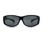 Polarized Womens Small Snug Rhinestone Studded OTG Fit Over Sunglasses