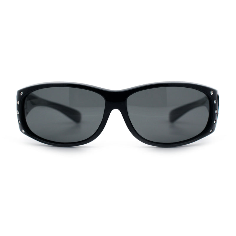 Polarized Womens Small Snug Rhinestone Studded OTG Fit Over Sunglasses