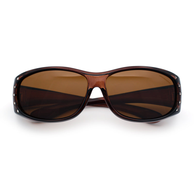 Polarized Womens Small Snug Rhinestone Studded OTG Fit Over Sunglasses
