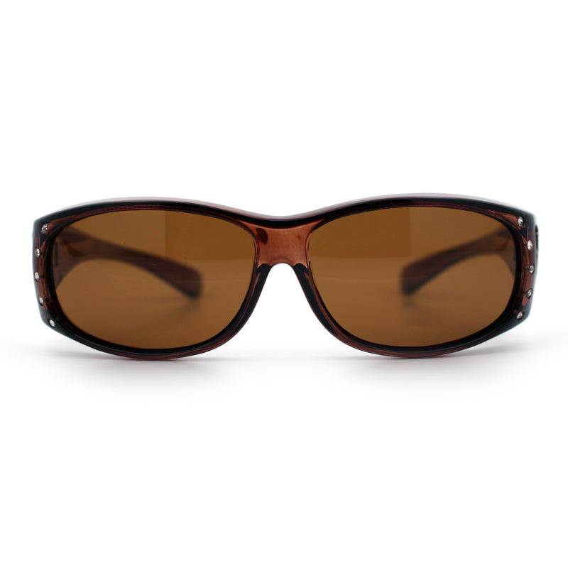 Polarized Womens Small Snug Rhinestone Studded OTG Fit Over Sunglasses