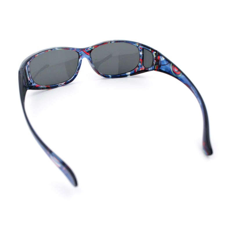 Polarized Rhinestone Geometric 55mm Translucent Plastic Fit Over Sunglasses