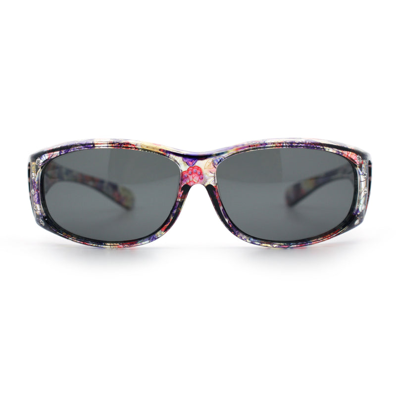 Polarized Rhinestone Geometric 55mm Translucent Plastic Fit Over Sunglasses