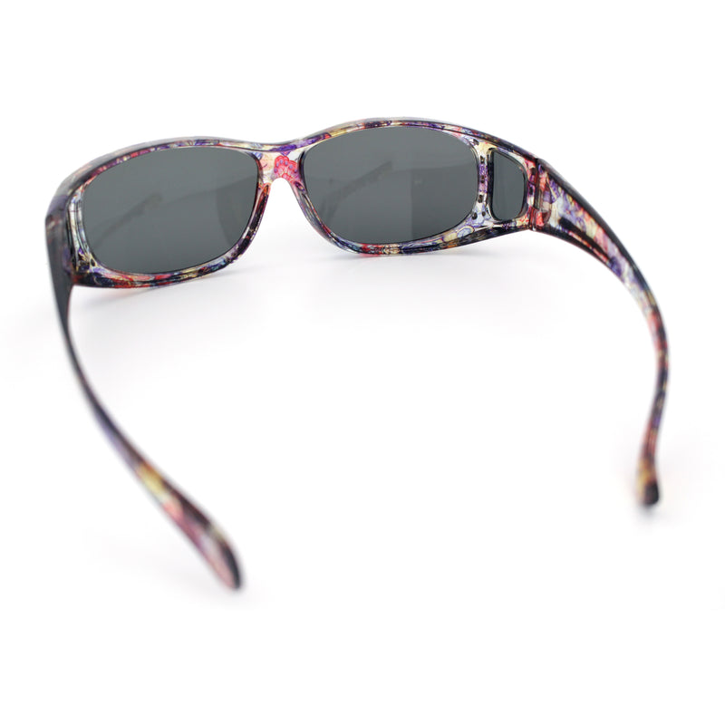 Polarized Rhinestone Geometric 55mm Translucent Plastic Fit Over Sunglasses