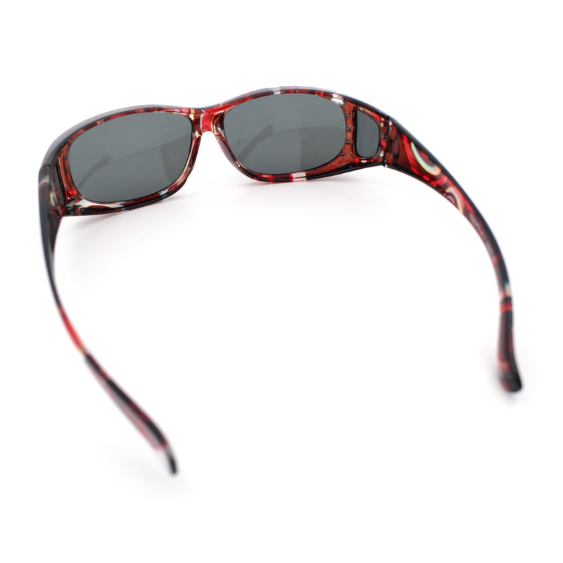 Polarized Rhinestone Geometric 55mm Translucent Plastic Fit Over Sunglasses