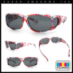 Polarized Rhinestone Geometric 55mm Translucent Plastic Fit Over Sunglasses