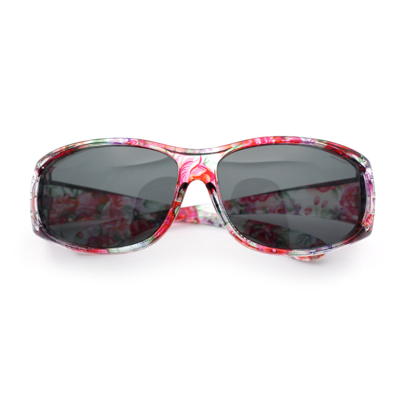 Polarized Rhinestone Geometric 55mm Translucent Plastic Fit Over Sunglasses