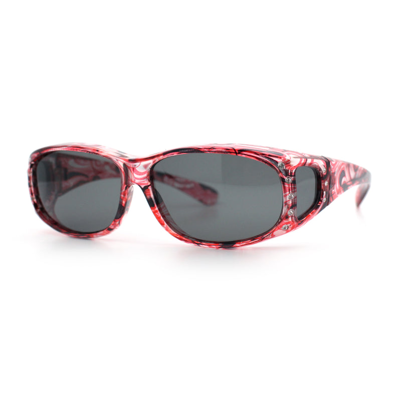 Polarized Rhinestone Geometric 55mm Translucent Plastic Fit Over Sunglasses