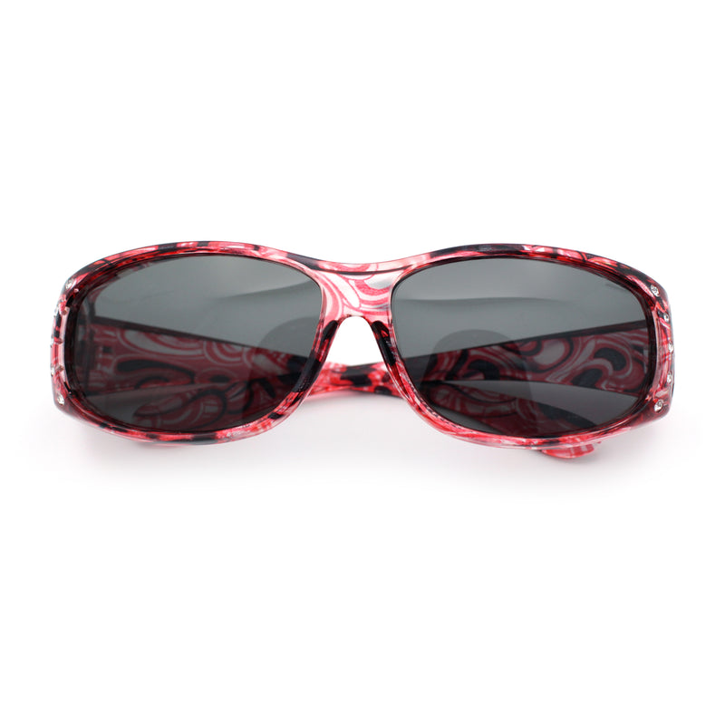 Polarized Rhinestone Geometric 55mm Translucent Plastic Fit Over Sunglasses
