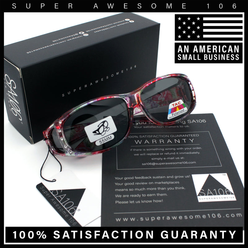 Polarized Rhinestone Geometric 55mm Translucent Plastic Fit Over Sunglasses