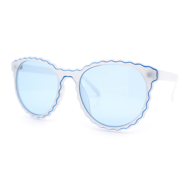 SA106 Womens Ruffled Edge Horn Rim Hipster Fashion Sunglasses