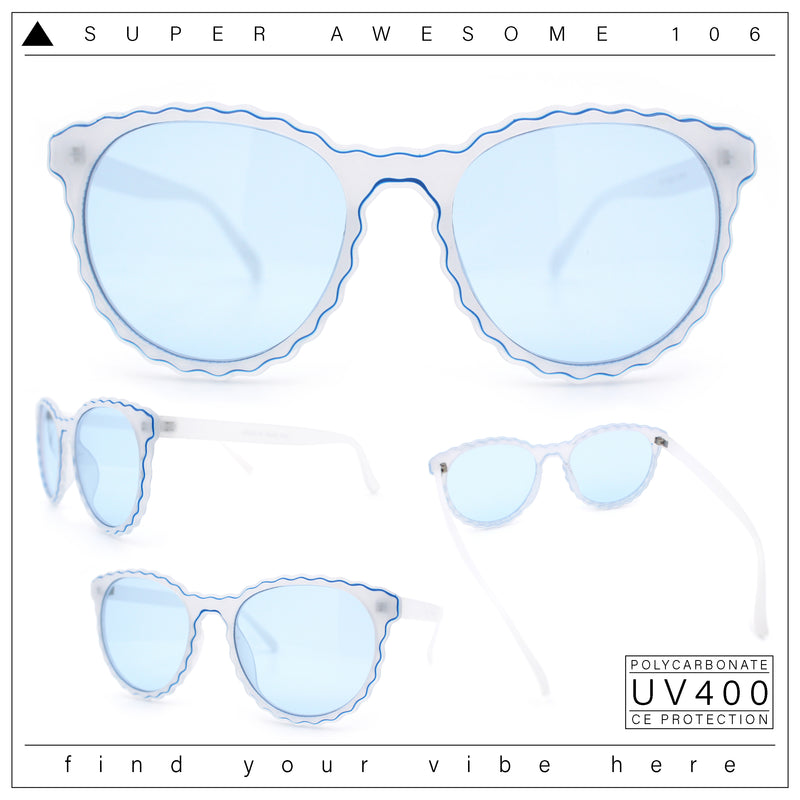 SA106 Womens Ruffled Edge Horn Rim Hipster Fashion Sunglasses